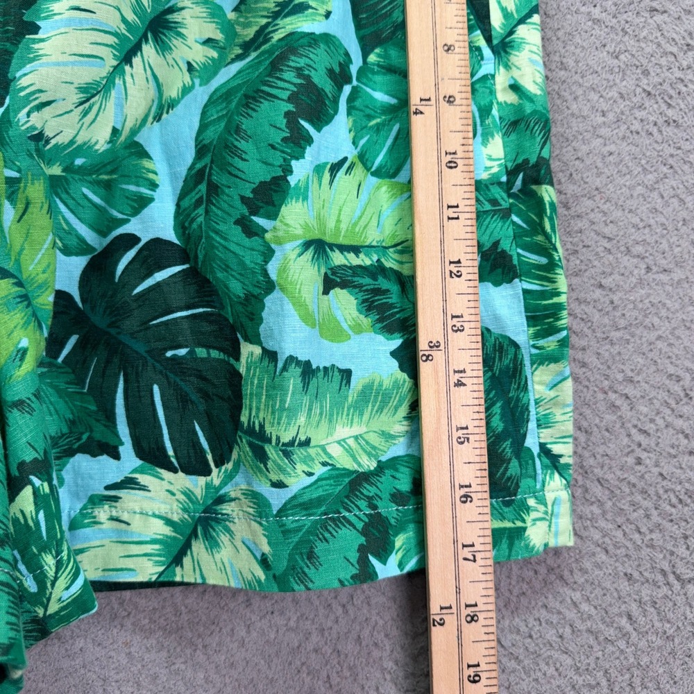 Talbots Shorts Womens L Green Tropical Leaf Nantucket Pull-On Paperbag Beach - Picture 8 of 9